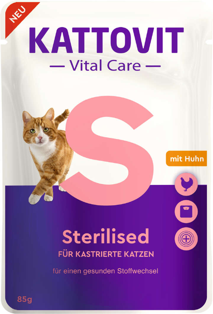 KATTOVIT Katzen-Nassfutter Vital Care Sterilised mit Huhn